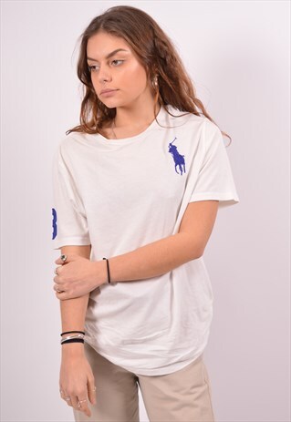 VINTAGE POLO RALPH LAUREN T-SHIRT TOP WHITE