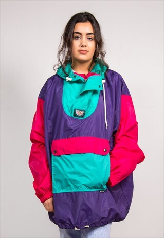 90'S VINTAGE K-WAY FUNKY COLOURBLOCK CAGOULE COAT JACKET
