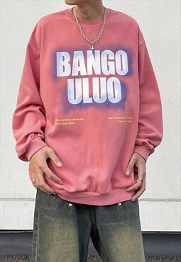 Pink Graphic Oversized Sweatshirts Unisex 