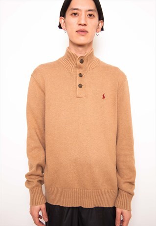 VINTAGE 90S POLO RALPH LAUREN BEIGE JUMPER ID:3691