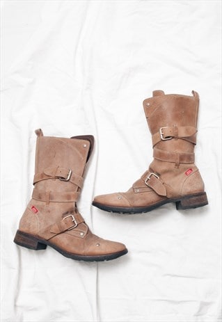 Vintage Y2K Miss Sixty Buckle Boots in Brown