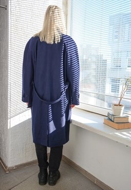 Vintage Blue Wool Belted Coat