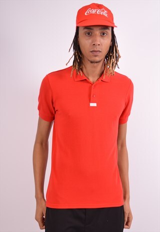 ADIDAS MENS VINTAGE POLO SHIRT MEDIUM RED 90S