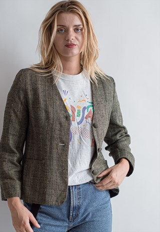 VINTAGE 70S MINIMAL BUTOON UP FRONT JACKET