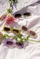 LIME GREEN ROUNDED RECTANGLE 90S LOOK SUNGLASSES