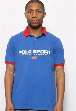 VINTAGE POLO SPORT BIG LOGO POLO SHIRT BLUE
