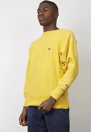 VINTAGE 80'S YELLOW CHAMPION LOGO SWEATSHIRT
