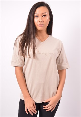 VINTAGE CHAMPION T-SHIRT TOP BEIGE