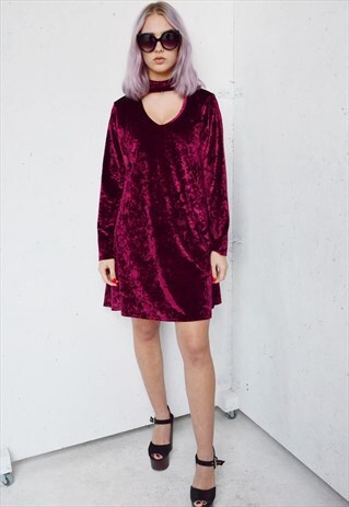 VINTAGE VELOUR BURGUNDY DRESS