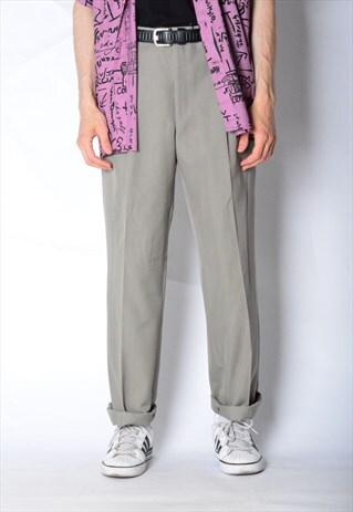 VINTAGE 90S GREY WOOL BLEND PANTS