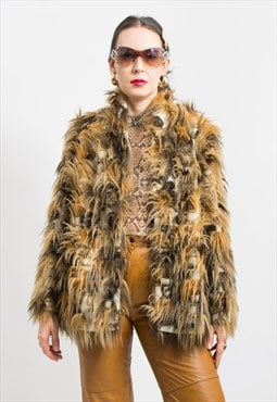 Vintage Faux fur jacket hairy women