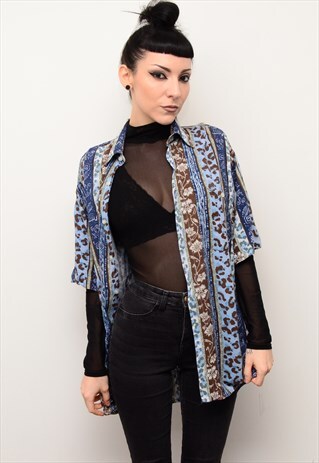 VINTAGE 90'S ABSTRACT INDIE FLORAL PATTERNED OVERSIZED SHIRT