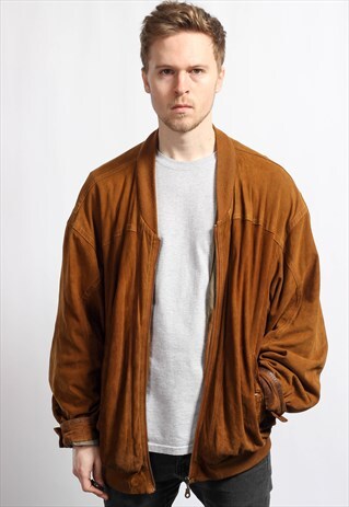 VINTAGE OVERSIZED SUEDE BOMBER JACKET