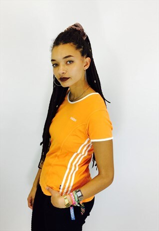 ADIDAS 3 STRIPE THICK COTTON EMBROIDERED T SHIRT