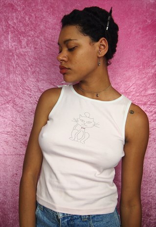 CAT RHINESTONE TOP
