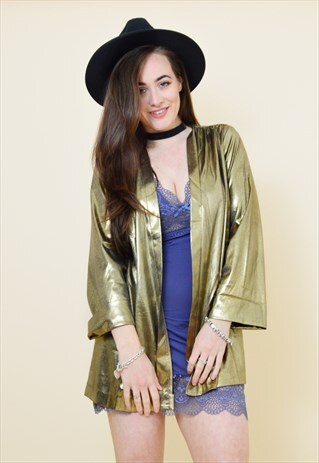 VINTAGE 90S KIMONO PARTY JACKET IN GOLD