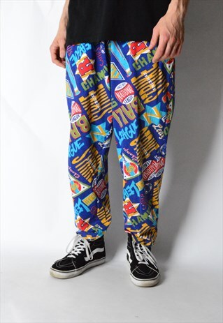 VINTAGE 80S COLOURFUL BASEBALL FESTIVAL PANTS