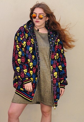 VINTAGE REVERSIBLE SKULL MOTIF FESTIVAL WINDBREAKER