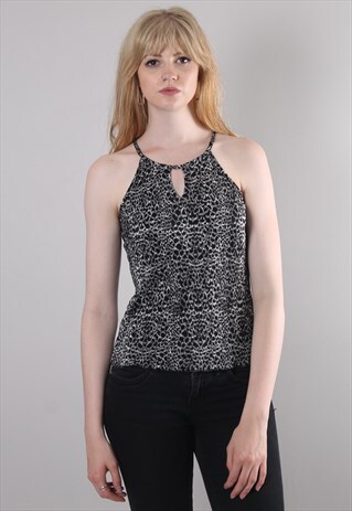 VINTAGE 90S BLACK PATTERNED SLEEVELESS TOP