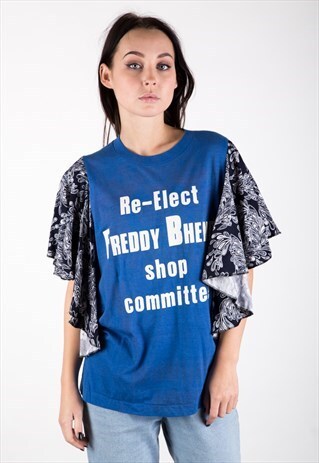REWORKED VINTAGE T-SHIRT WITH FABRIC SLEEVES