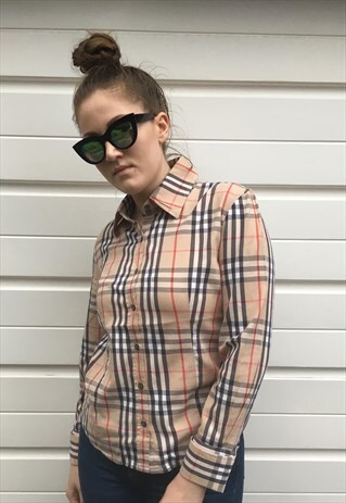 WOMENS BURBERRY SHIRT LONG SLEEVE NOVA CHECK BLOUSE TOP