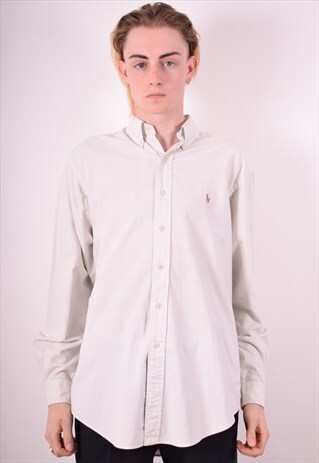 POLO RALPH LAUREN MENS VINTAGE SHIRT LARGE WHITE 90S