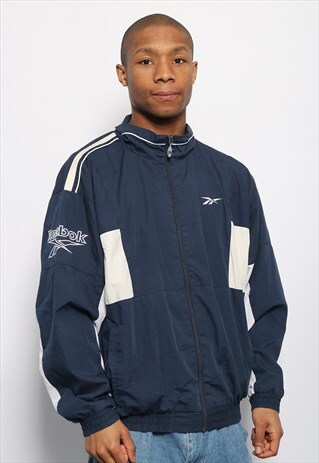VINTAGE REEBOK LOGO TRACK JACKET BLUE