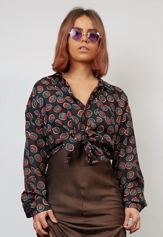 VINTAGE 90'S SUSHI PRINT SILK SHIRT
