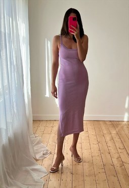 Lilac Knit Cami Dress with Split