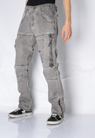Y2K GREY CARGO ZIPPER JEANS