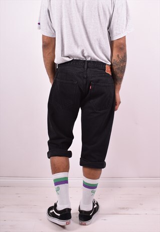 LEVI'S 501 MENS VINTAGE DENIM SHORTS W36 BLACK 90'S