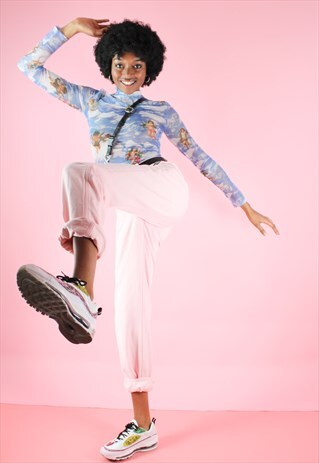 VINTAGE 90S Y2K HIGH WAISTED PASTEL BABY PINK DENIM JEANS