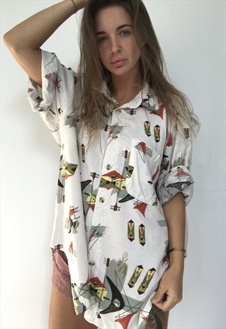 PATTERNED OVERSIZED RETRO VINTAGE UNISEX FESTIVAL SHIRT