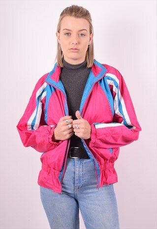 WOMENS VINTAGE TRACKSUIT TOP JACKET LARGE PINK 90S