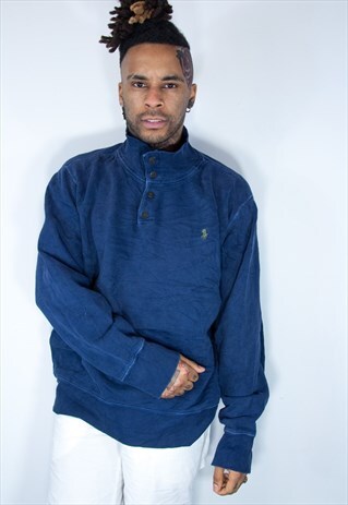 RALPH LAUREN 1/4 BUTTON SWEATSHIRT