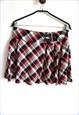VINTAGE SCHOOL GIRL SKIRTS MINI BLACK RED PLATED CHECK 