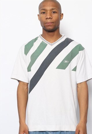 VINTAGE REEBOK LOGO T-SHIRT WHITE AND GREEN