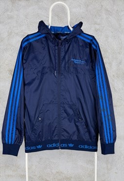 Adidas Originals Windbreaker Jacket Blue Striped Nylon 