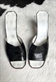 CHANEL HEELS MULES CC LOGO BLACK WHITE VINTAGE 39 / 6