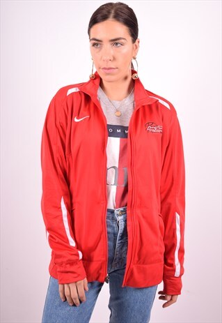 NIKE WOMENS VINTAGE TRACKSUIT TOP JACKET LARGE RED 90'S