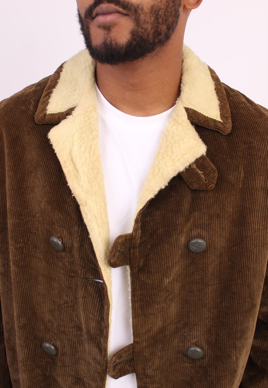 Mens brown 2024 corduroy sherpa jacket