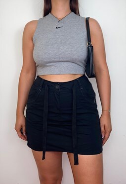 Reworked Black Mini Cargo Skirt
