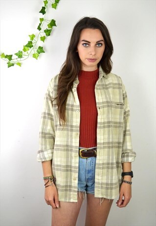 90S VINATGE BROWN CHECKED CORD SHIRT