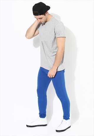 MEN'S ORGANIC COTTON BLUE JOGGERS. BLUE JERSEY TRACK PANTS
