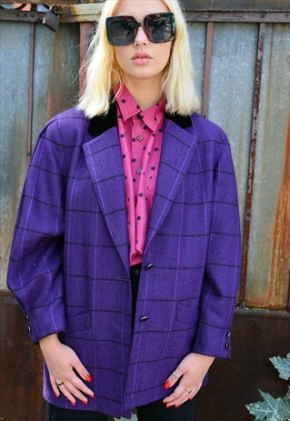 VINTAGE PURPLE CHECKED BLAZER