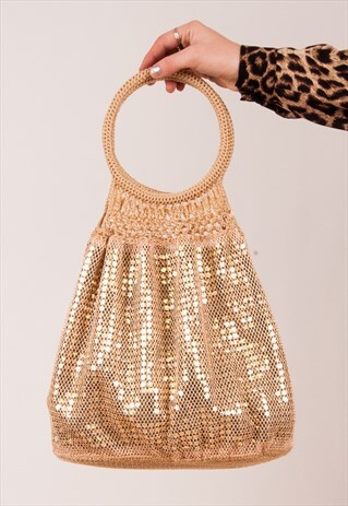 SEQUIN CROCHET TOTE BAG