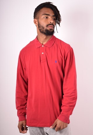 POLO RALPH LAUREN MENS VINTAGE POLO SHIRT LONG SLEEVE XL 90S