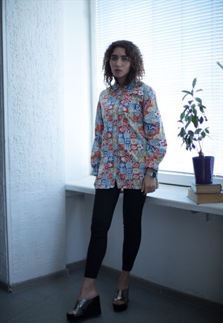 VINTAGE 80'S MULTI COLOUR LONG SLEEVED SHIRT