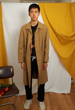VINTAGE UNISEX BURBERRY'S LONG CAR COAT TRENCH COAT
