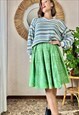1990's vintage line green textured brocade midi skirt